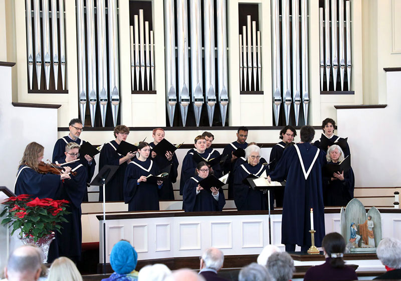 chancel choir singing during church service